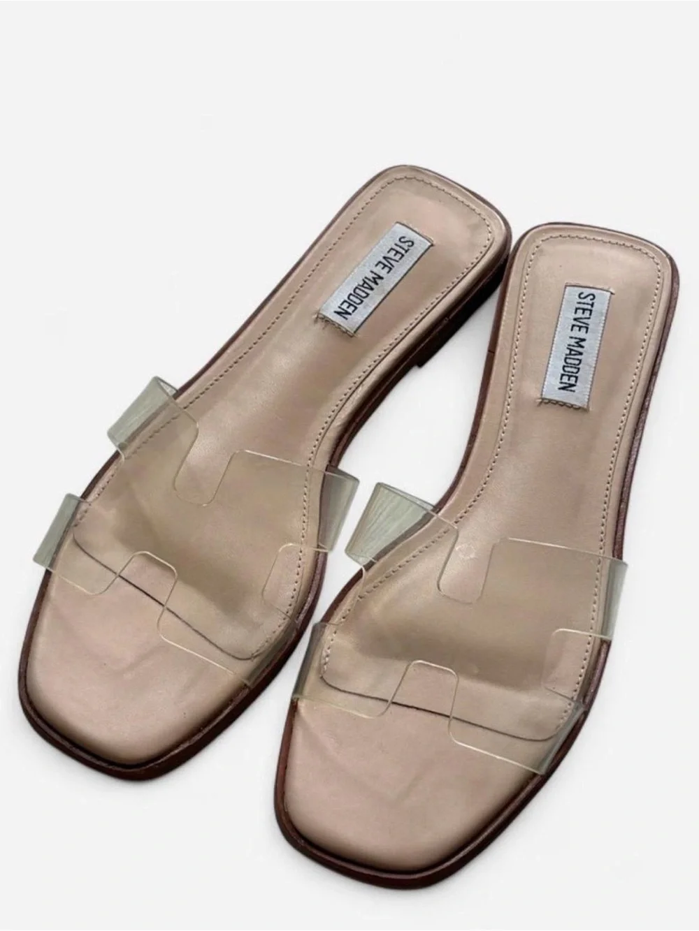 Steve Madden Clear Slide Sandal in Nude